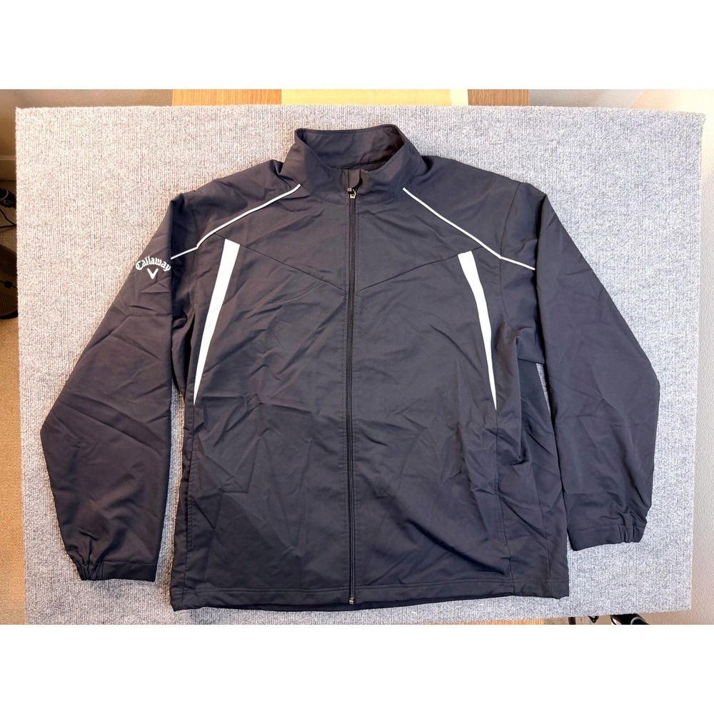 Callaway X Series Mens 3XL Black White Golf Windbreaker Jacket Full Zip 3X